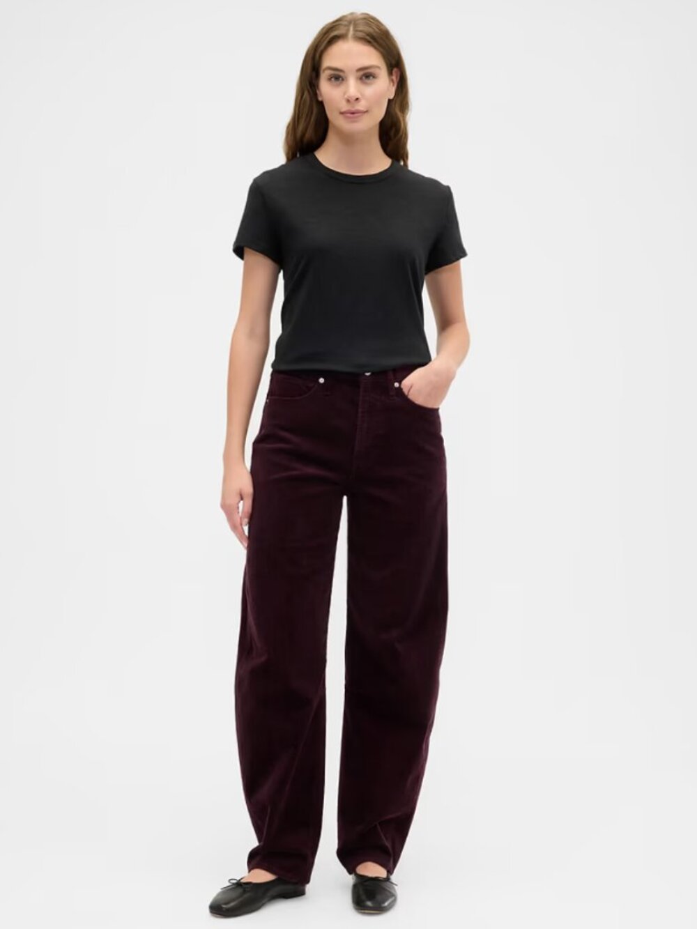 Gap Barrel Leg Luxe Corduroys in Rich Wine Burgundy, 6 / 28